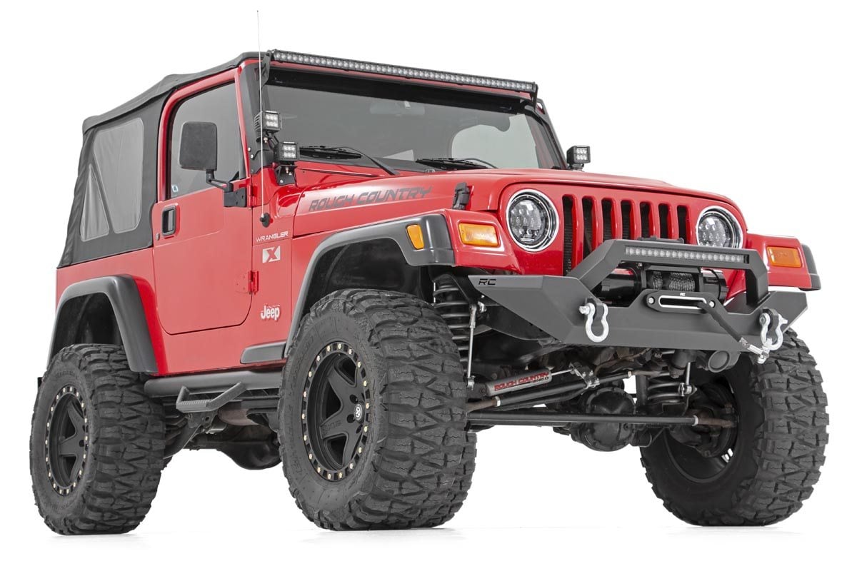 Jeep Wrangler Unlimited Front Bumper - Rough Country - Rock Crawler - Satin Black - '04-'06